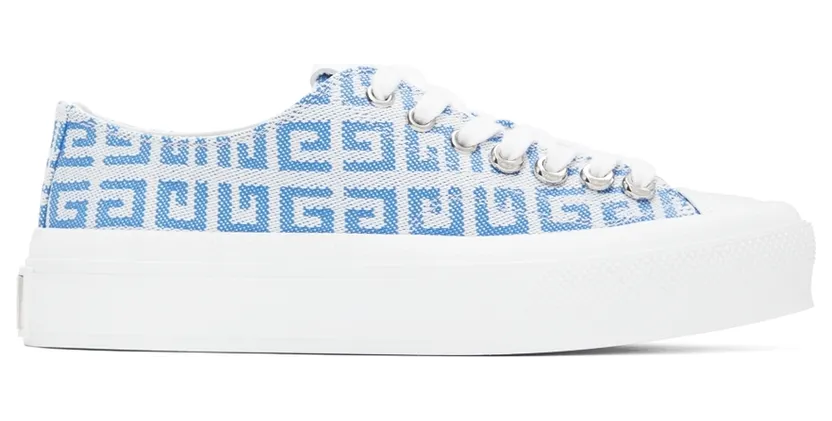 Givenchy White & Blue 4G City Low-Top Sneakers (BE001NE10N114)