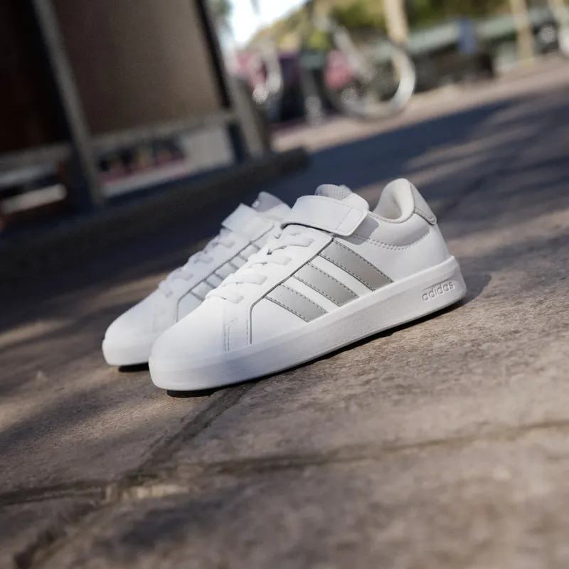 Adidas GRAND COURT 3.0 Shoes KIDS Cloud White / Silver Metallic / Silver Metallic (JP9368)