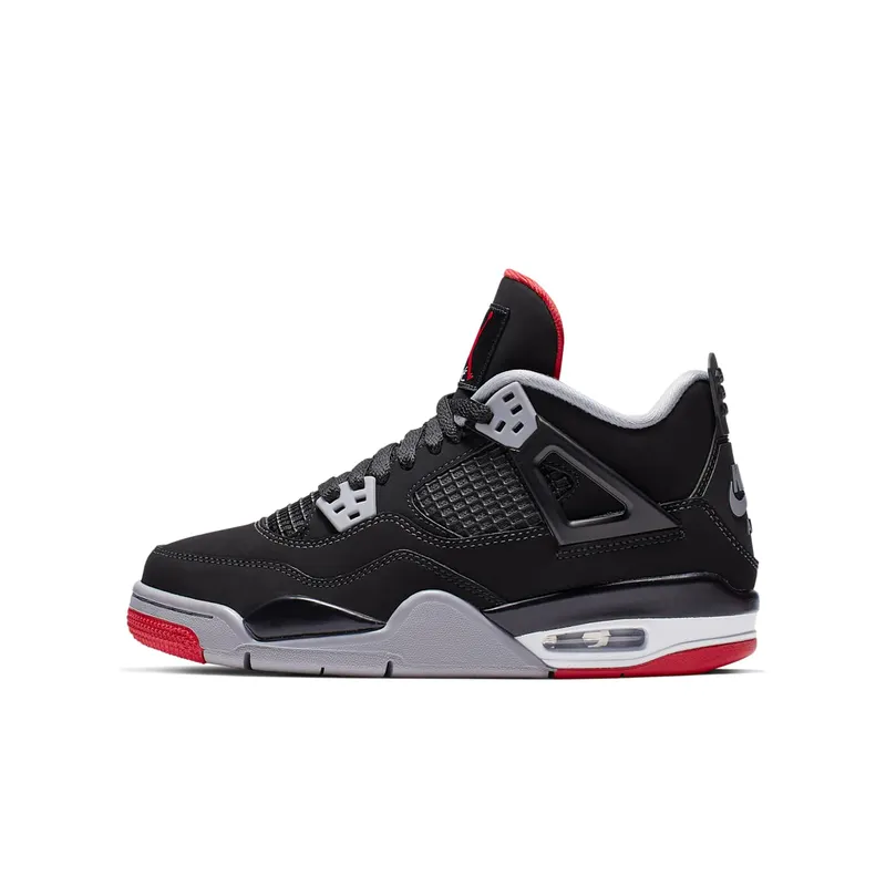 Jordan 4 Retro Bred 2019 (GS) Black/Fire Red-Cement Grey-Summit White (408452-060)
