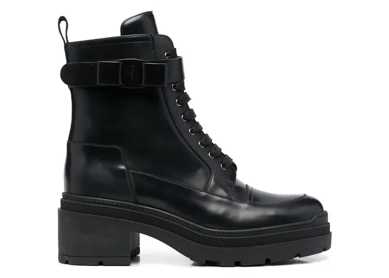Ferragamo Chunky Leather Biker Boots Black (01D634753732)