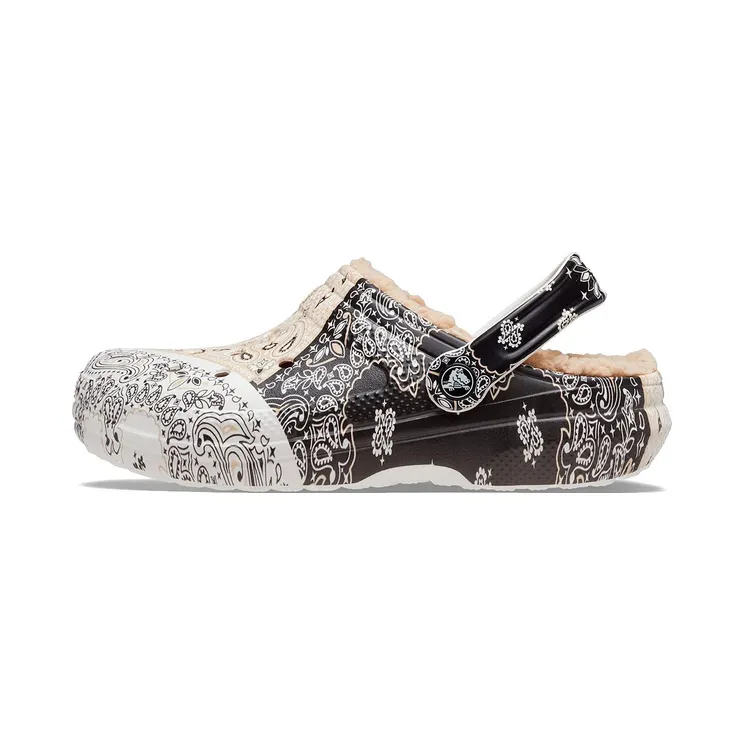 Crocs Classic Fleece Lined Clog Bandana Black White Chai (208061-2ZM)