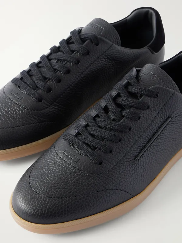 Zegna 232 Full-Grain Leather Sneakers Black (LHCVN) (5)