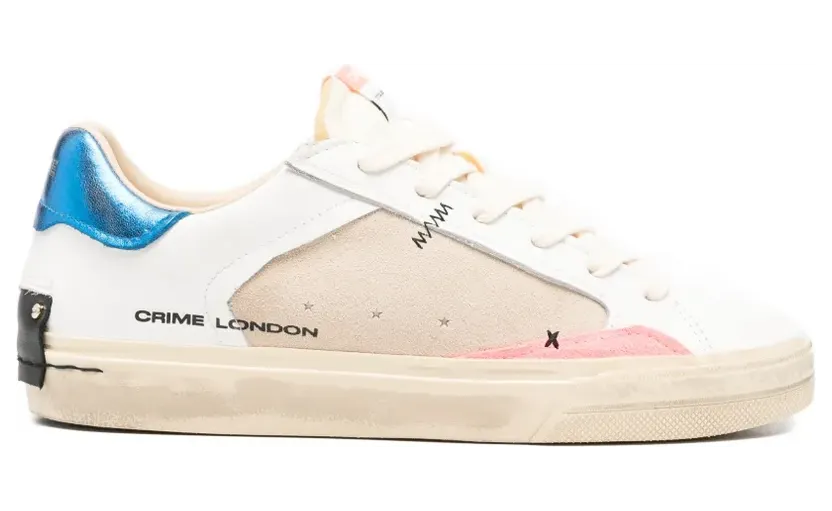 Crime London Deconstructed sneakers met suède vlak – Wit (29077PP8)