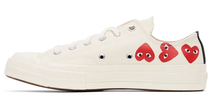 Comme des Garçons Play Khaki Converse Edition Multiple Hearts Chuck 70 Low Sneakers (P1K117) (3)