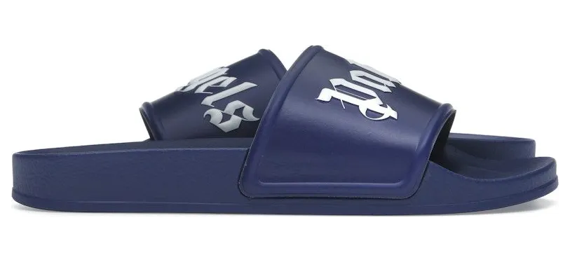 Palm Angels Pool Slides Dark Blue White SS23 (PMIC001C99PLA0014501)