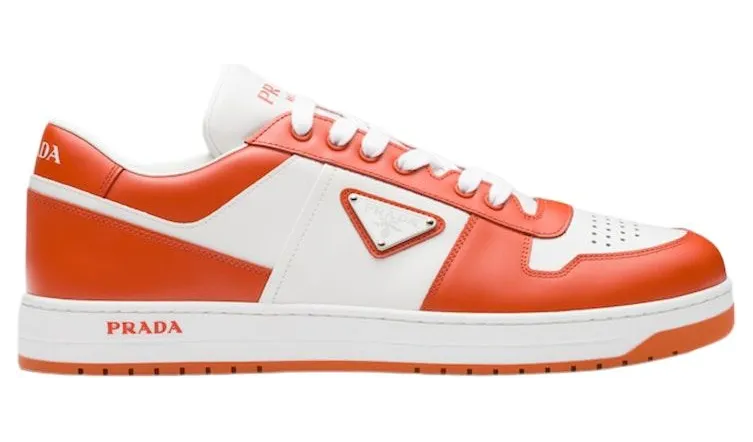 Prada Downtown Low Top Sneakers Leather White Orange