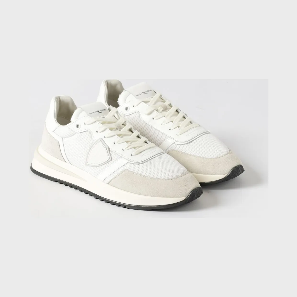 Philippe Model Low-Top Sneakers in Calf Leather and Mesh with Bicolor Design White (TYLUTC06)