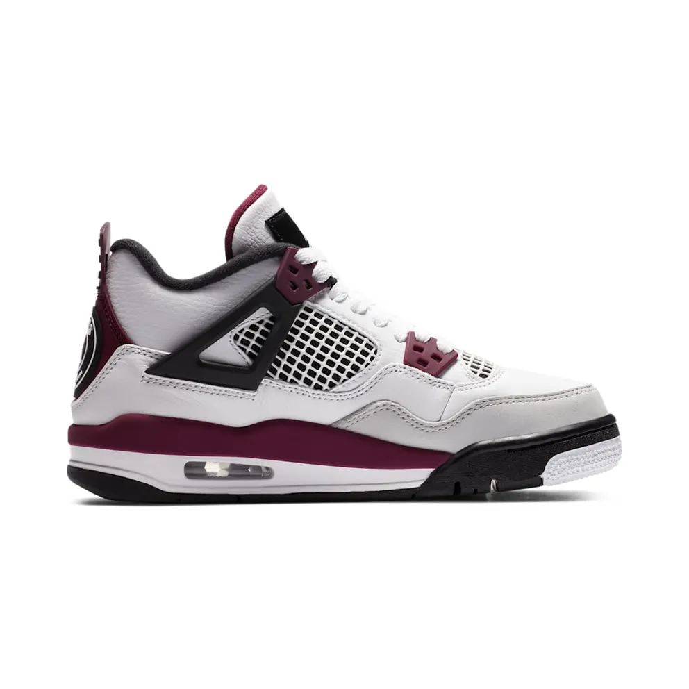 Jordan 4 Retro PSG Paris Saint-Germain (GS) White/Bordeaux-Neutral Grey-Black (CZ6509-100)