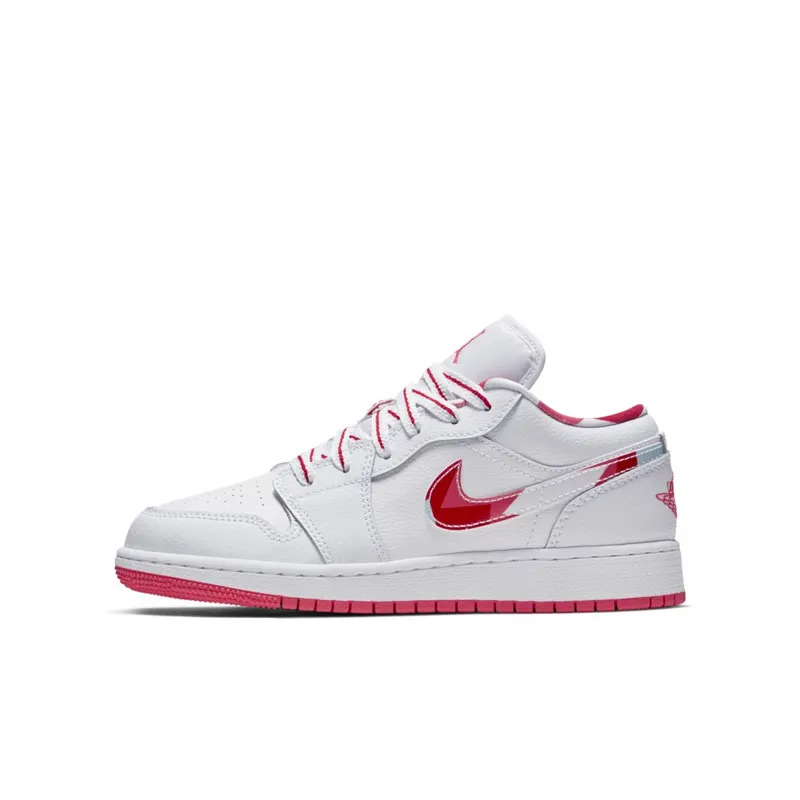 Jordan 1 Low Topaz Mist (GS) White/Ember Glow-Topaz Mist-University Red (554723-104)