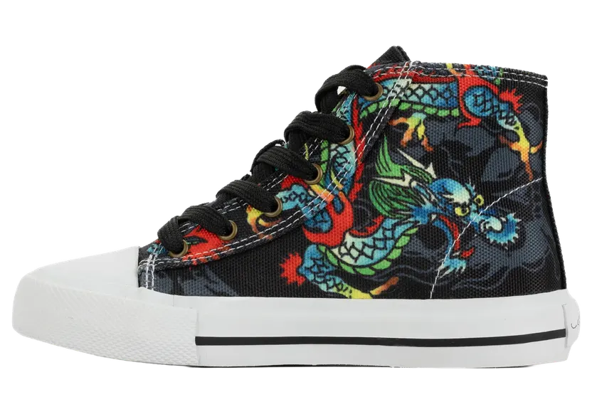 Ed Hardy Dragon Tattoo High Top Sneakers PS “Black / White” (EH04769001)