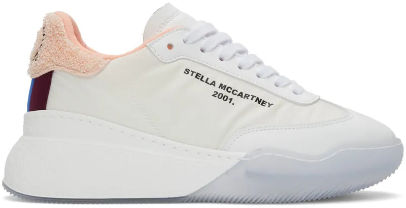 Stella McCartney White & Pink Terrycloth Loop Sneakers (810046E00019)