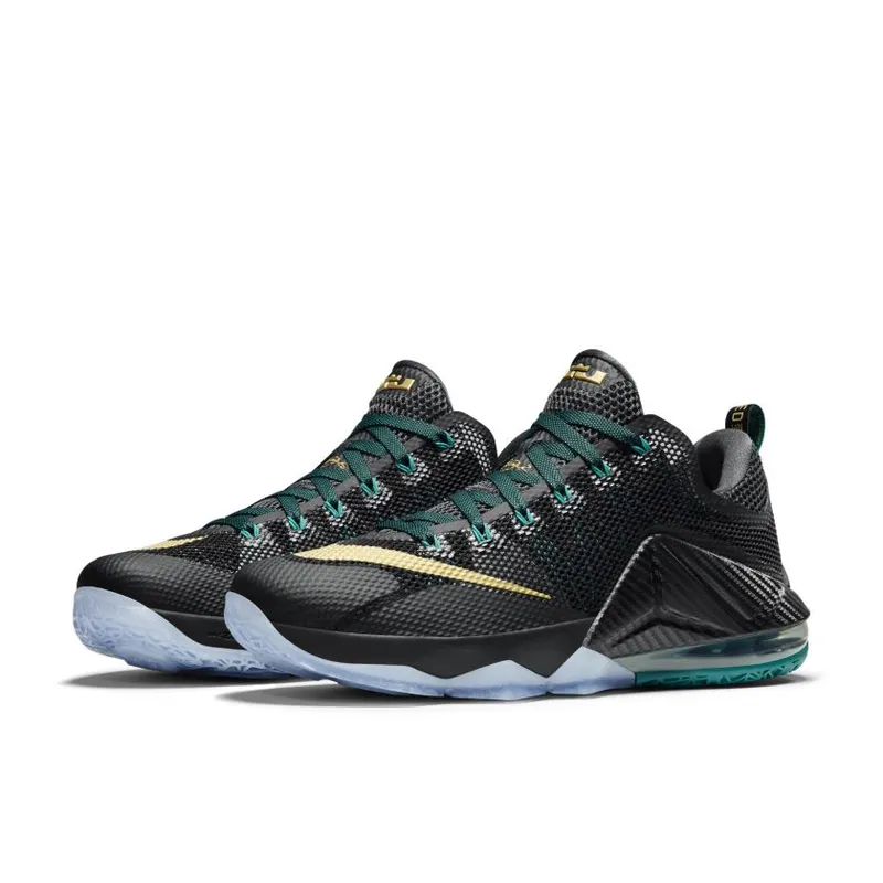 Nike LeBron 12 Low SVSM Black/Metallic Gold-Anthracite-Radiant Emerald (724557-070)