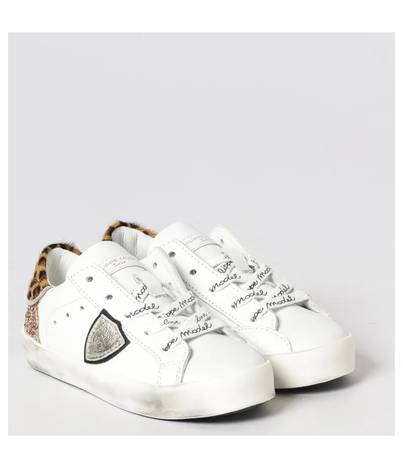 Philippe Model Leather and Animal Print Pony Hair Sneakers Philippe Model White (833371)