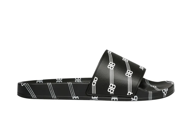 Balenciaga Pool Slides All Over Logo Black (590930 W2BG0 1090)