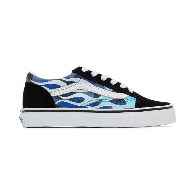 Vans Kids Blue & Black Camo Flame Old Skool Little Kids Sneakers (VN0A7Q5FABW1)