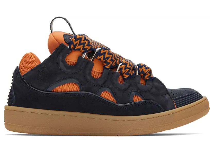 Lanvin SSENSE Exclusive Orange & Navy Curb Sneakers (FM-SKRK11-SSEN-A22)