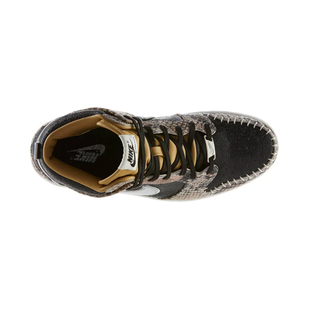 Nike Dunk High CMFT Snakeskin Black/Metallic Silver-Sail (716714-001)