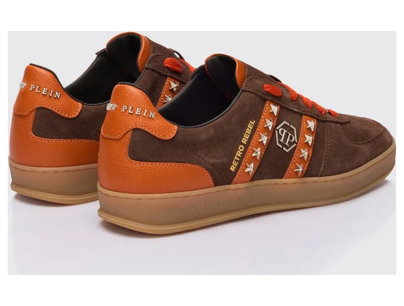 Philipp plein Retro Rebel Suede Sneakers with Applied Stars Brown (SAFSUSC0911PLE009N04) (2)