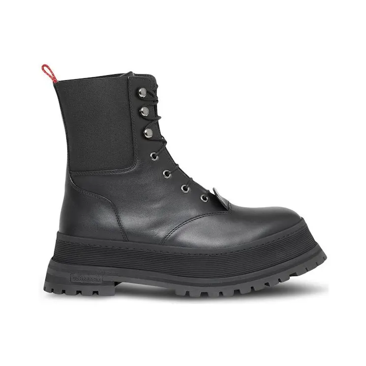 Burberry Iconic Strip Chunk Boots Black Leather (8034295)