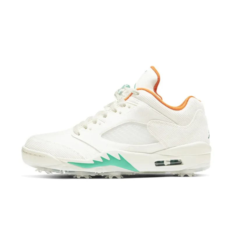 Jordan 5 Retro Low Golf Lucky and Good Sail/Starfish-Neptune Green-Obsidian (CW4204-100)