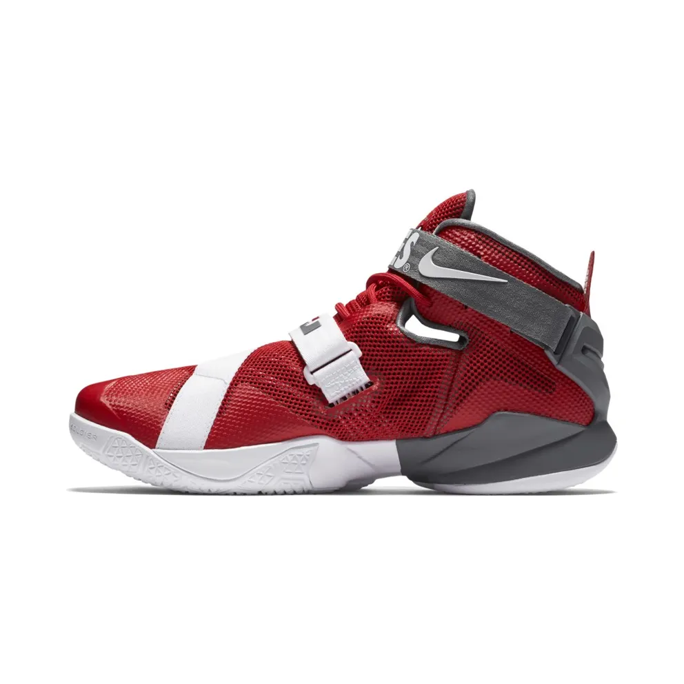 LeBron Soldier 9 “Ohio State” University Red-White-Cool Grey-Metallic Silver (749490-601)