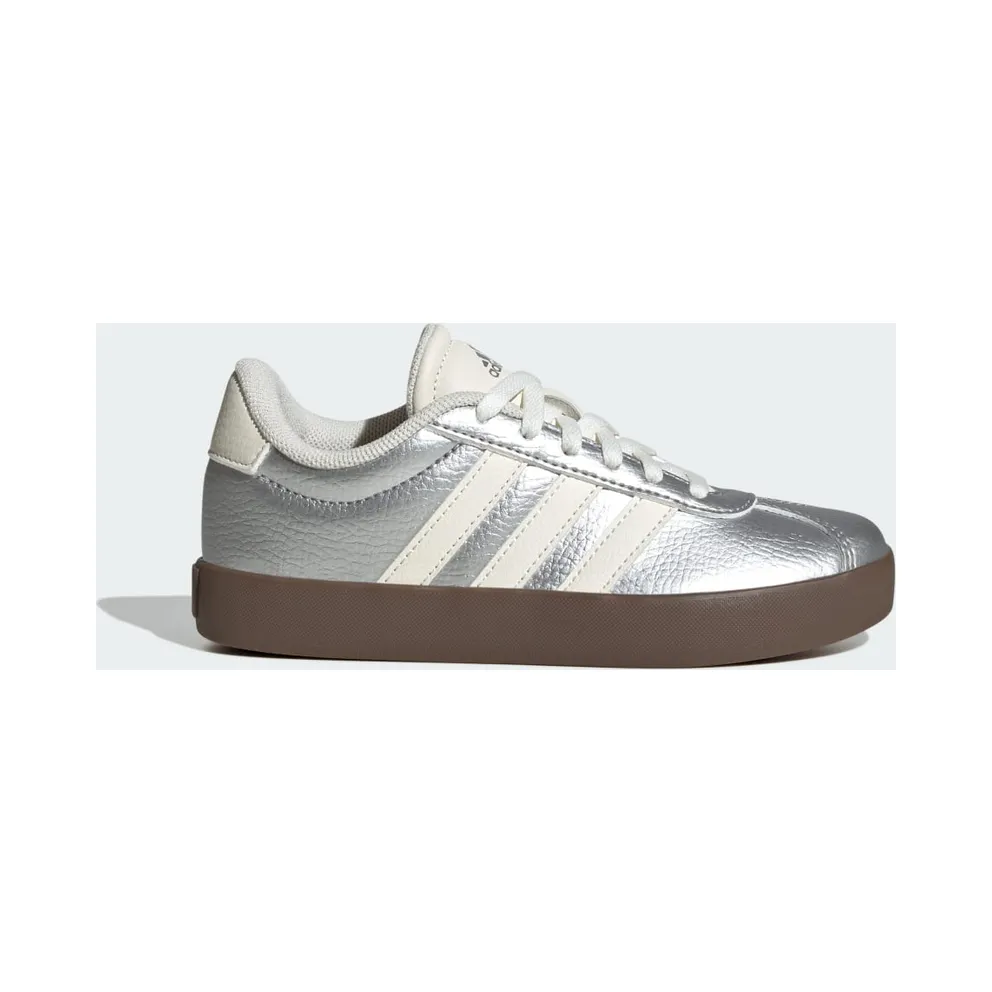 Adidas VL Court 3.0 Shoes Kids Silver Metallic / Off White / Gum (JQ7341)