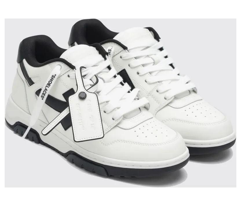 Off-White Out Of Office Low-Top Calfskin Sneakers with Perforated Toe White (W259C9L018LEA0180110)