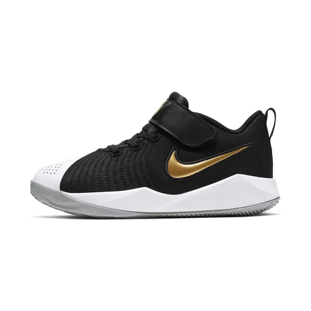 Nike Team Hustle Quick 2 “Black / Light Smoke Grey / White / Metallic Gold” (AT5299-010)
