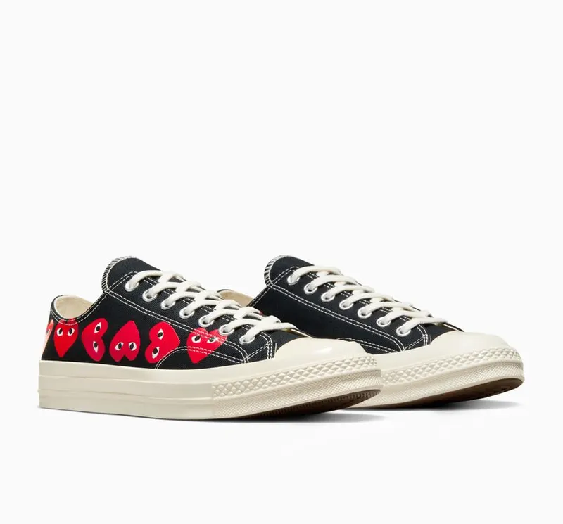 Converse x Comme des Garçons PLAY Chuck 70 Multi Heart Black/High Risk Red/Egret (A08149C)