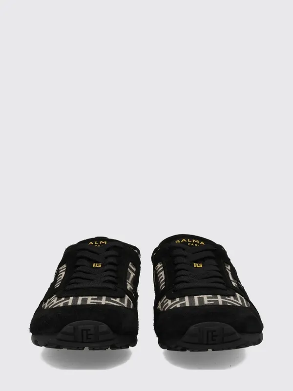 Balmain PB Monogram Leather and Suede Low-Top Black (GM1VI408THCJGFE)
