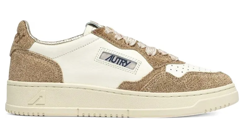 Autry Medalist Leather Low Marshmallow Sand Glitter (AULW-TA03)