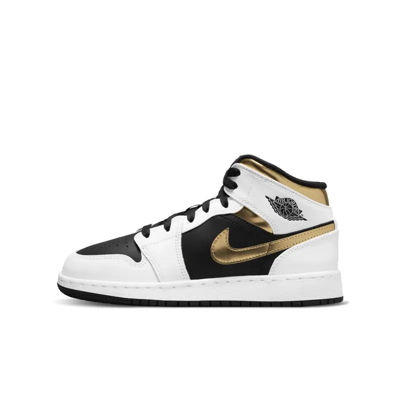 Jordan 1 Mid White Gold Black (GS) (554725-190)