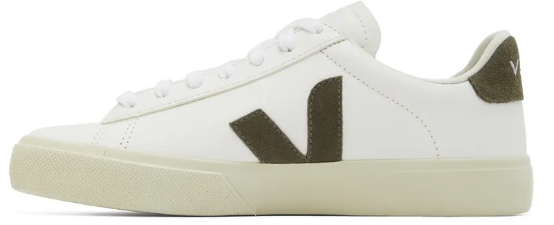 Veja White & Khaki Leather Campo Sneakers (CP0502347)