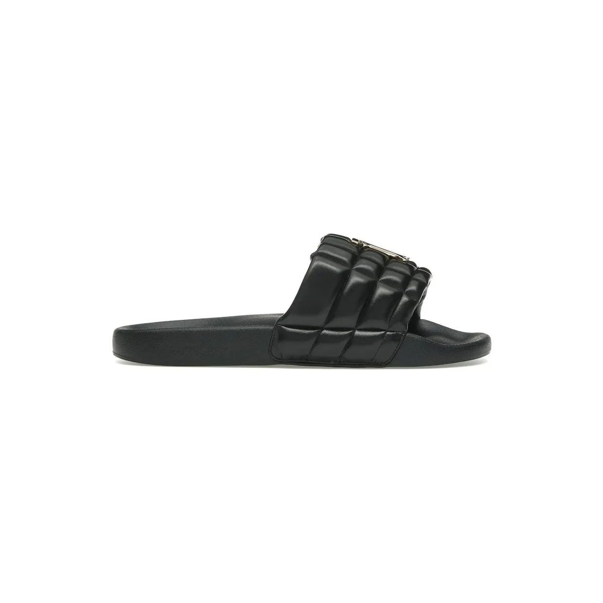 Burberry Monogram Motif Quilted Lambskin Slides Black Gold-tone (8048192)