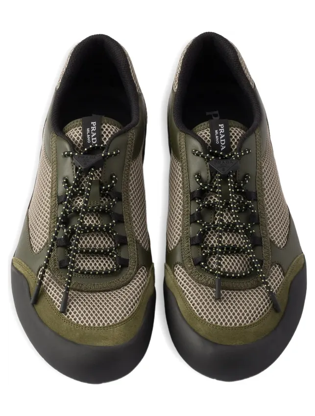 Prada Speedrock Leather and Mesh Fabric “Green/Neutrals” (2EE468 F G000 3ZM0 F0161) (3)