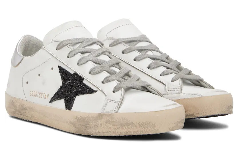 Golden Goose SSENSE Exclusive White & Black Glitter Superstar Sneakers (F00101.F001213.10238) (4)