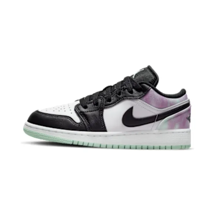 Air Jordan 1 Low Easter Pastel Tie-Dye (GS) “White / Black / Light Bordeaux / Mint Foam” (DQ2514-100)