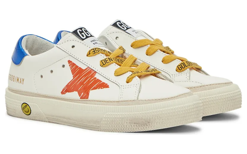 Golden Goose Kids White & Orange May Print Star Sneakers (GYF00299.F002816.10970) (4)