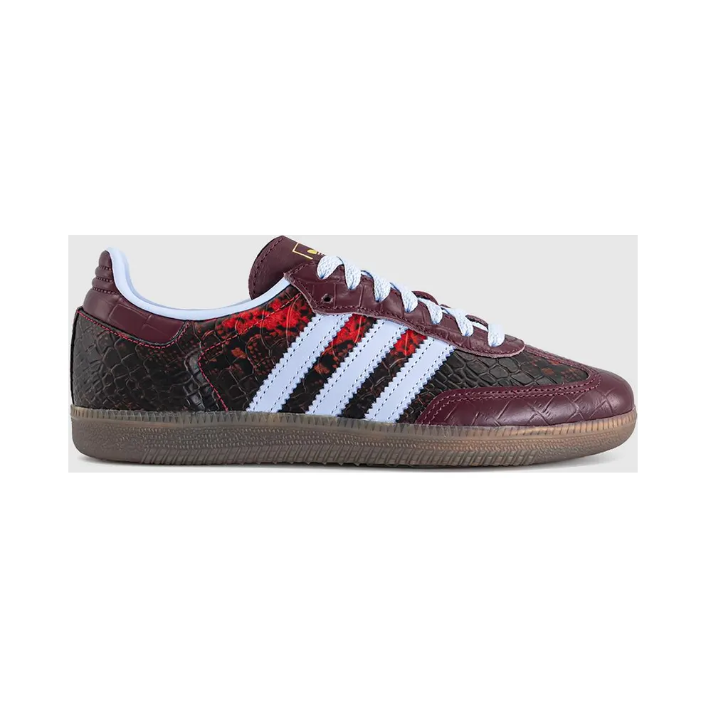 adidas Womens Samba OG Trainers Snake Maroon Blue Dawn Gold Metallic In Multi (KK2474)