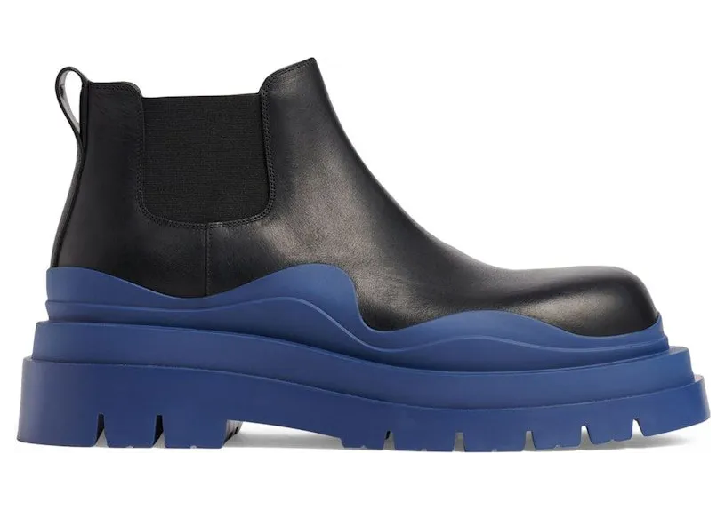 Bottega Veneta Leather Tire Chunky Sole Ankle Chelsea Boot Black Cruise (630281VBS501759)