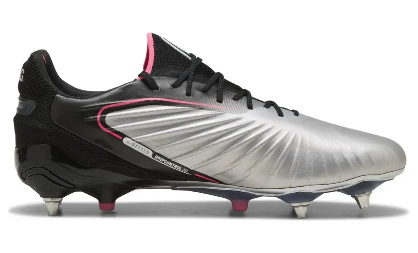 Puma King Ultimate MxSG Stollen-Fußballschuhe 03 – PUMA silver/PUMA black/sun struck/PUMA white 44.5 für Herren, silber, Größe 39 EU (108304)