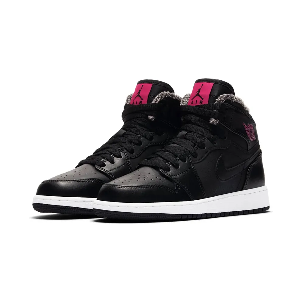 Jordan 1 Retro High Fleece Black Pink (GS) Black/Deadly Pink-White (332148-014)