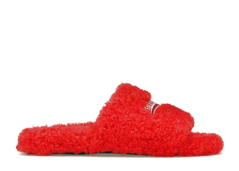 Balenciaga Furry Slide Red White (W) (654261W2DO16596)