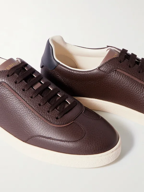 Brunello Cucinelli Coda di Rondine Leather Sneakers Brown (MZUAGOJ336) (5)