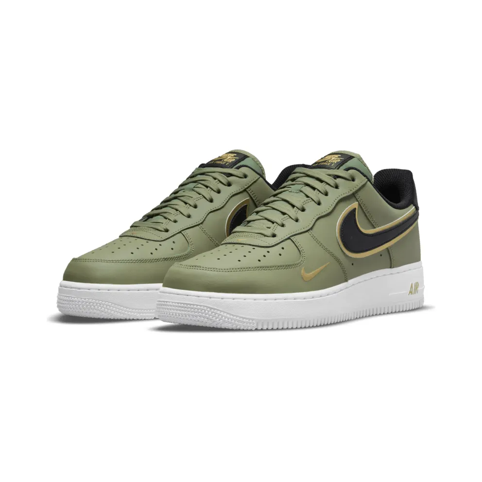Nike Air Force 1 Low 07 LV8 Double Swoosh Olive “Oil Green / Metallic Gold / White / Black” (DA8481-300)