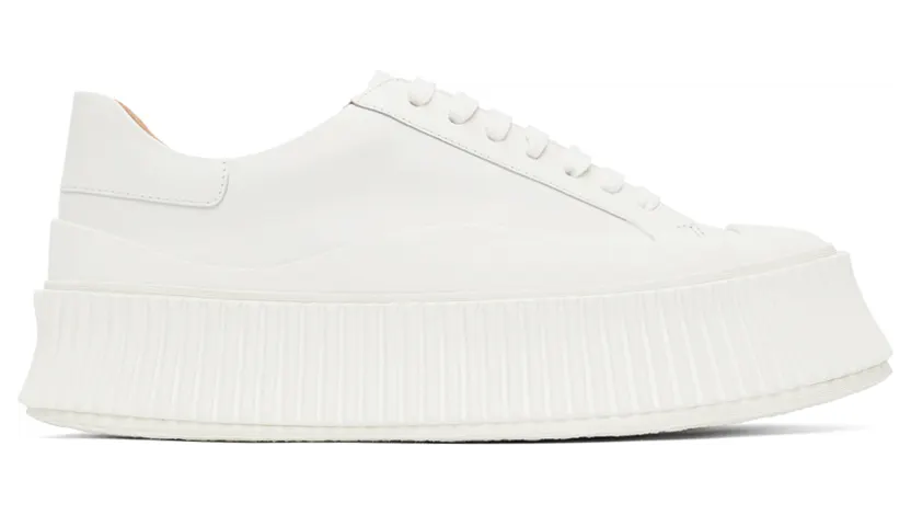 Jil Sander White Leather Platform Sneakers (JS32108A_13034)