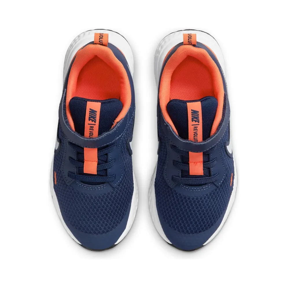 Nike Revolution 5 Blue “Midnight Navy / Orange / White” (BQ5672-410)