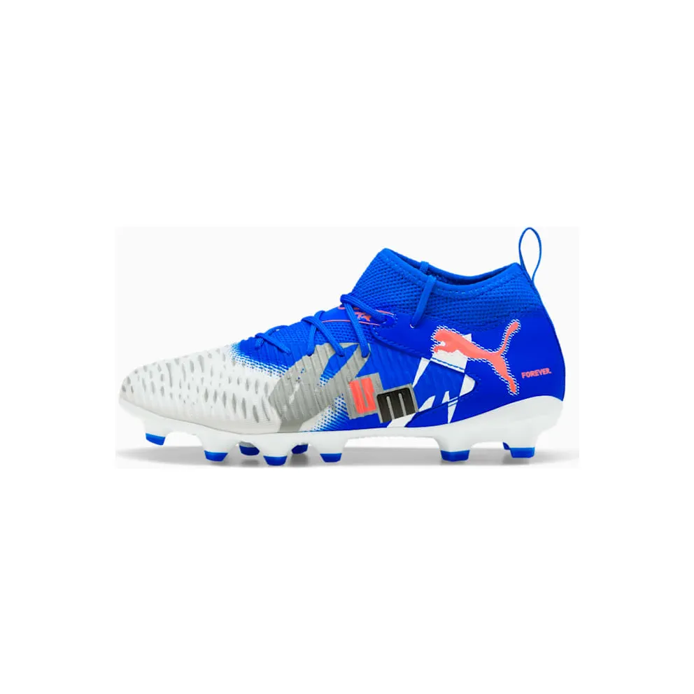 Puma Future 8 Match Forever FG/AG Jr White Ultra Blue Feather Gray Black Glowing Red (108435-01)
