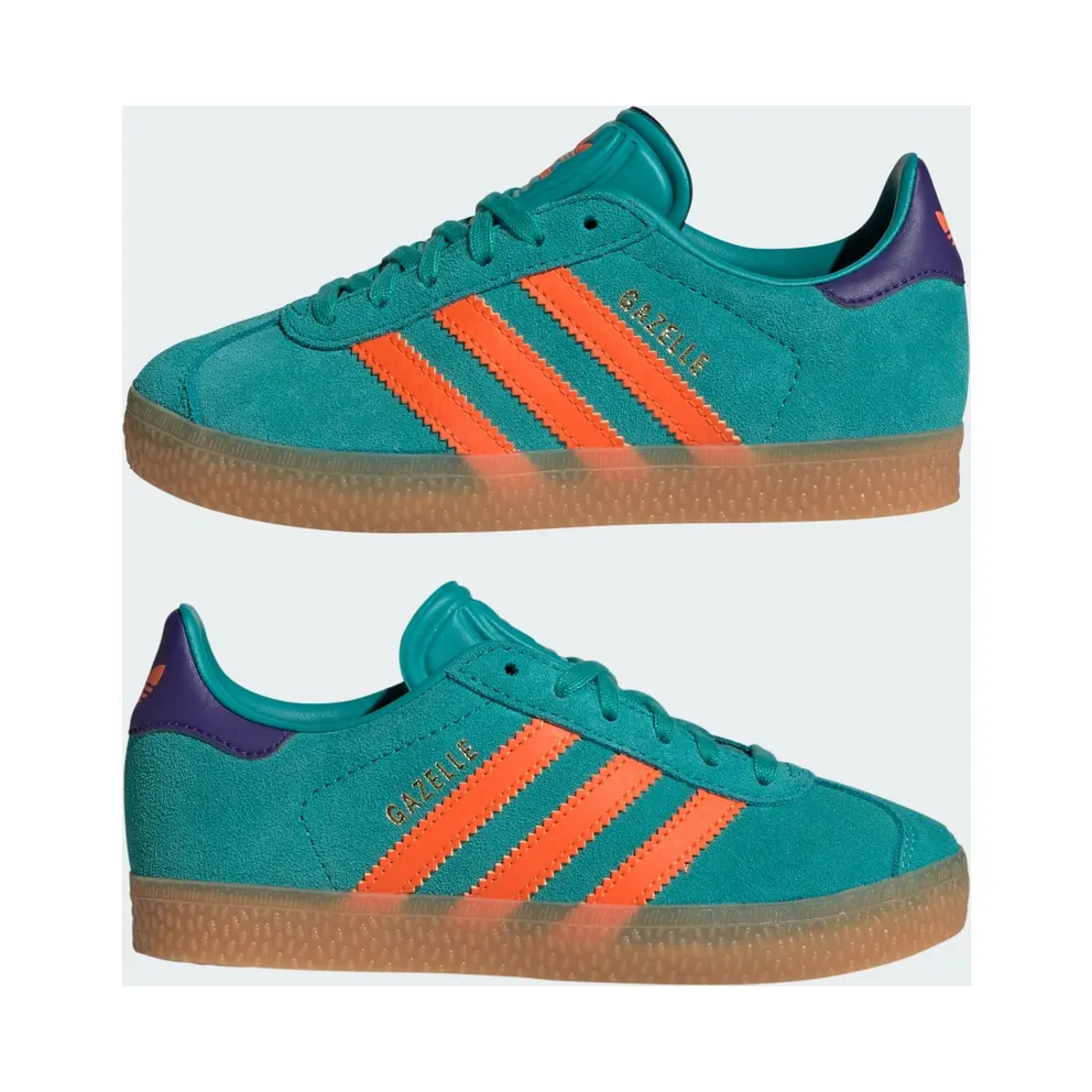 Adidas Gazelle PS “Pure Teal Impact Orange Collegiate Purple” (JR5946)
