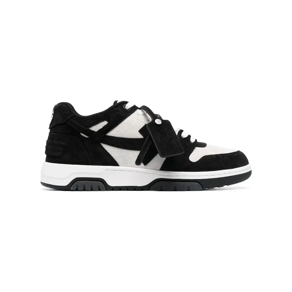 OFF-WHITE Out Of Office OOO Low Tops Black White Suede (OMIA189S23LEA0100110)